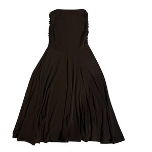 Lapis Strapless Dress Small Brown Ruched Flowy Stretch Romantic Feminine